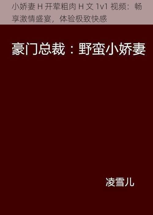 小娇妻 H 开荤粗肉 H 文 1v1 视频:畅享激情盛宴,体验极致快感