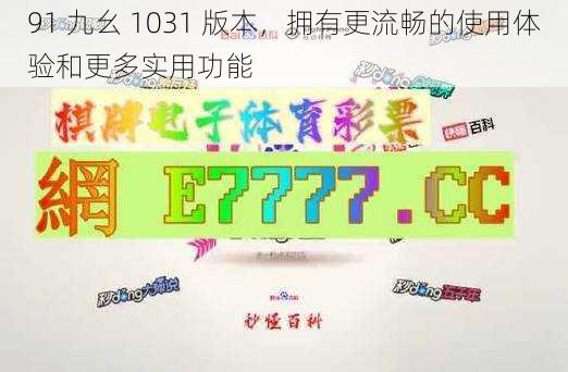 91 九幺 1031 版本,拥有更流畅的使用体验和更多实用功能